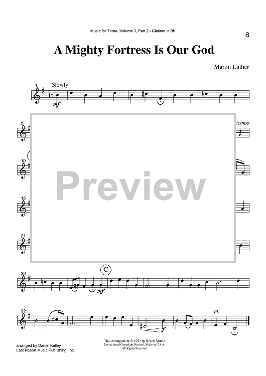 A Mighty Fortress Is Our God - Part 2 Clarinet in Bb