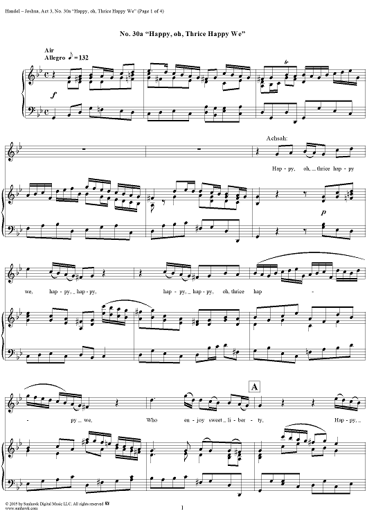 Joshua, Act 3, No. 30a: "Happy, oh, thrice happy we"