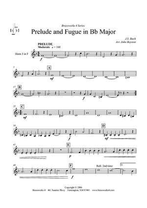 Prelude and Fugue in B-flat Major - Horn 3 in F