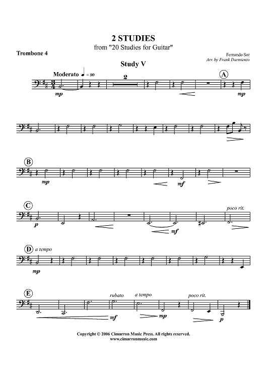 2 Studies from "20 Studies for Guitar" - Trombone 4