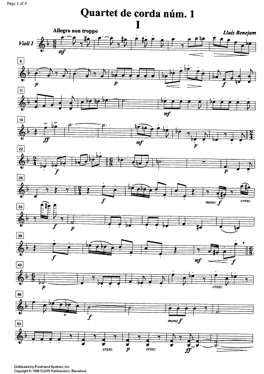 String quartet No. 1 - Violin 1