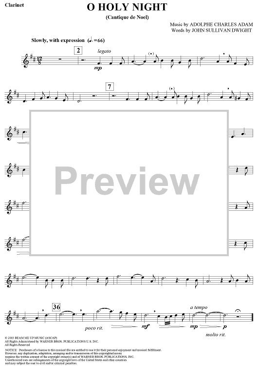 O Holy Night - Bb Clarinet