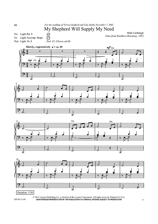 My Shepherd Will Supply My Need