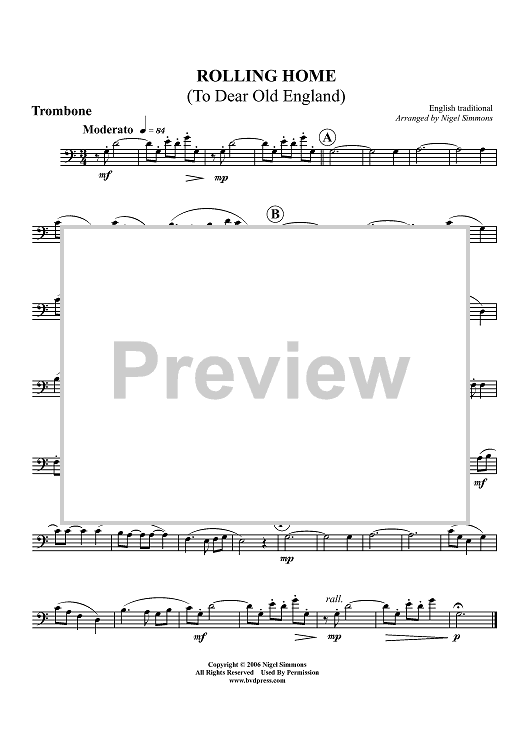 Rolling Home (To Dear Old England) - Trombone