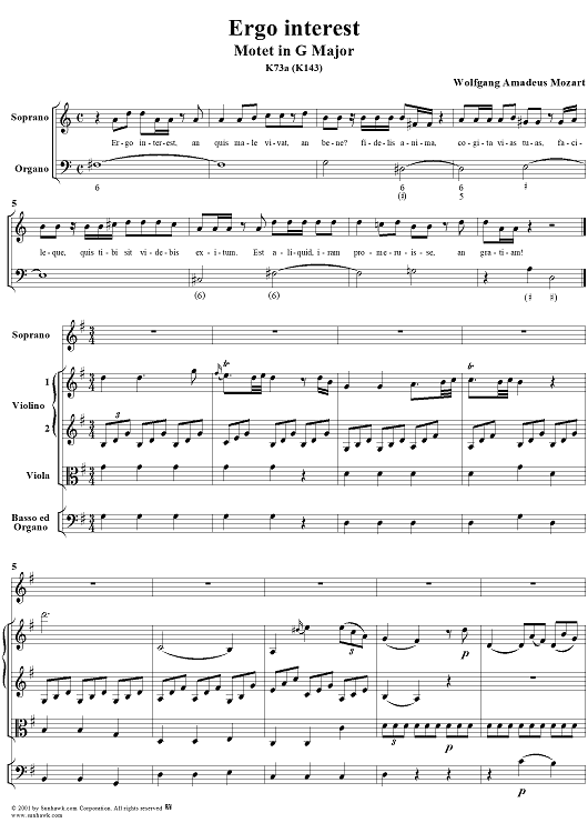 Recitative und Arie "Ergo interest" from Motet in G Major, K73a (K143)