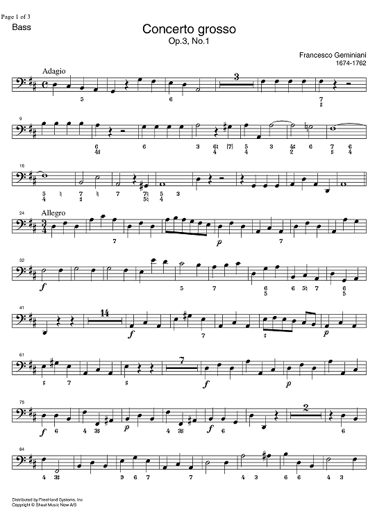 Concerto Grosso Op. 3 No. 1 - Bass