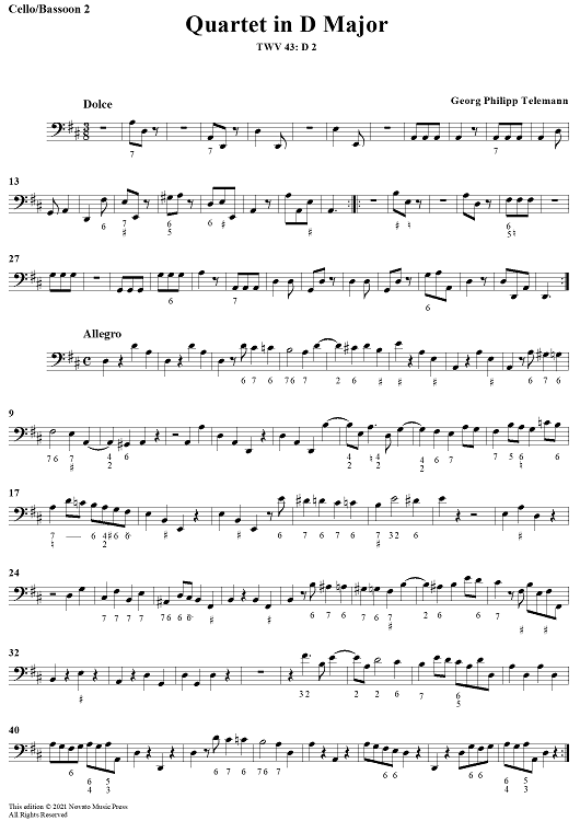 Quartet in D major - Cello/Bassoon 2