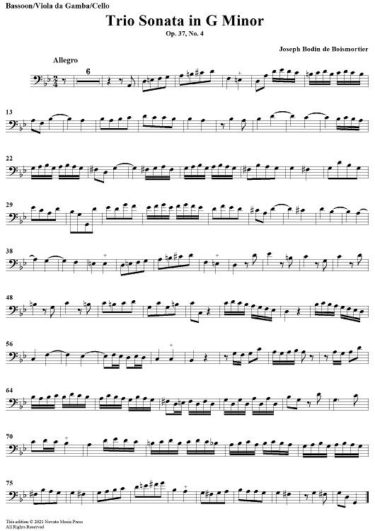 Trio Sonata in G Minor, Op. 37, No. 4 - Bassoon/Viola da Gamba/Cello