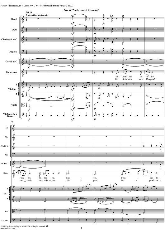 Idomeneo, rè di Creta, Act 1, No. 6 "Vedrommi intorno" - Full Score