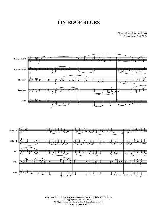 Tin Roof Blues - Score