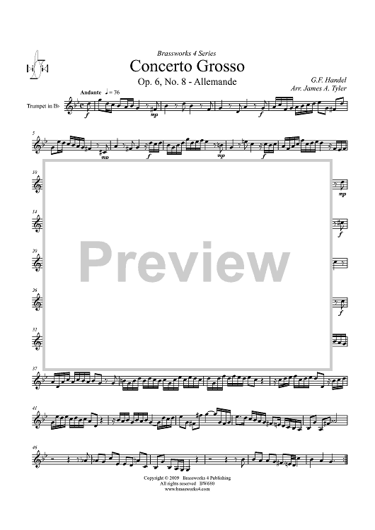 Concerto Grosso, Op. 6, No. 8 - Allemande - Trumpet in B-flat