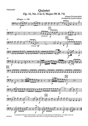 Quintet Op. 11, No. 2 in G Major (W.B. 71) - Violoncello