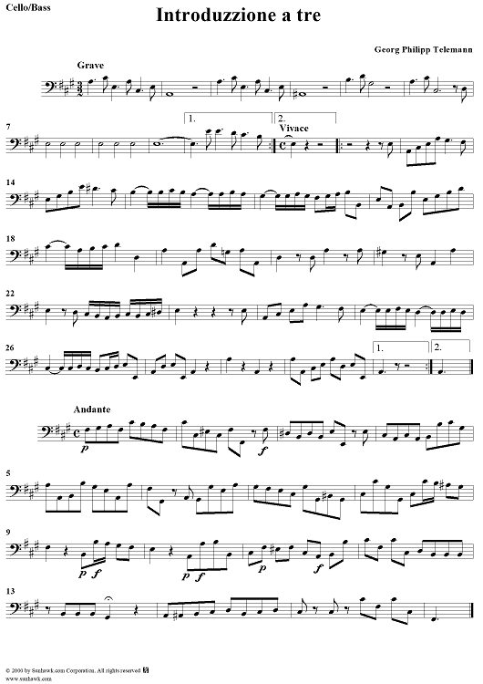 Introduzzione à Tre - Cello/Bass