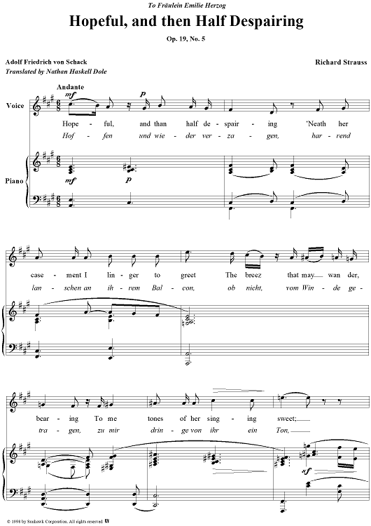 Six Lieder aus Lotosblattern, Op.19, No. 5: Hoften und wieder verzagen (Hopeful, and then half despairing)