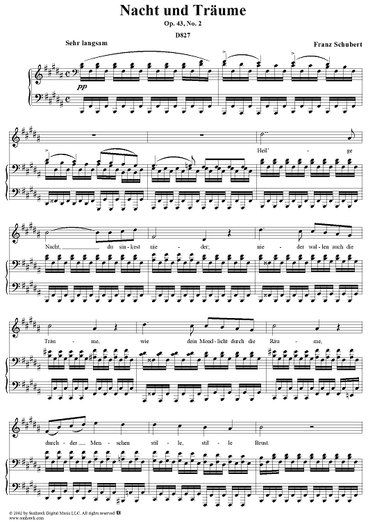 Nacht und Träume, Op.43 No.2, D827