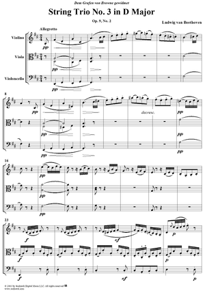 String Trio No. 3 in D Major  Op. 9, No. 2 - Score