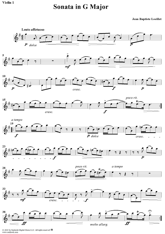 Sonata in G Major - Violin 1