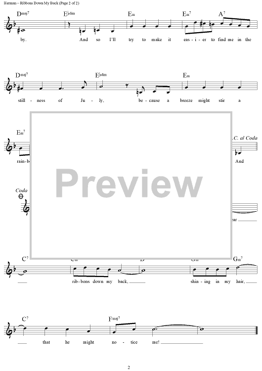 Ribbons Down My Back" Sheet Music for Lead Sheet Sheet Music Now