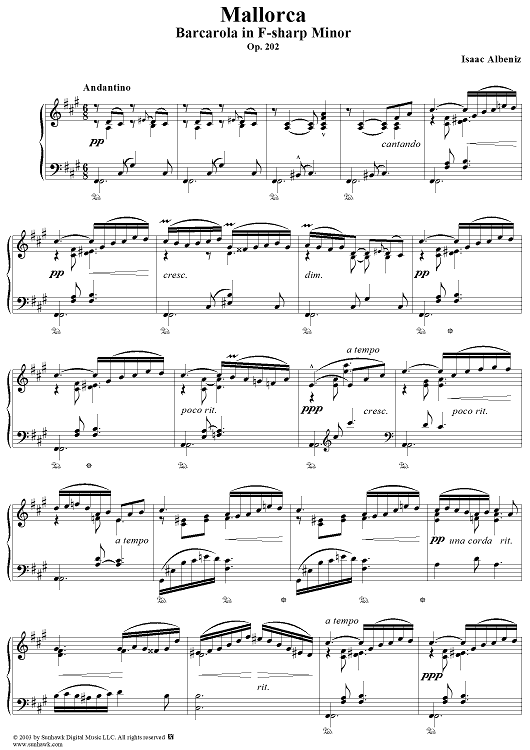Mallorca, Barcarola in F-sharp Minor, Op. 202
