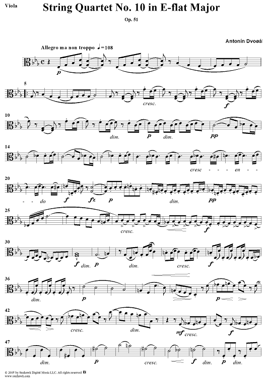 String Quartet No. 10 in E-flat Major, Op. 51 - Viola