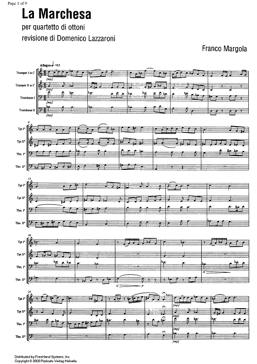 La Marchesa (The duchess) - Score