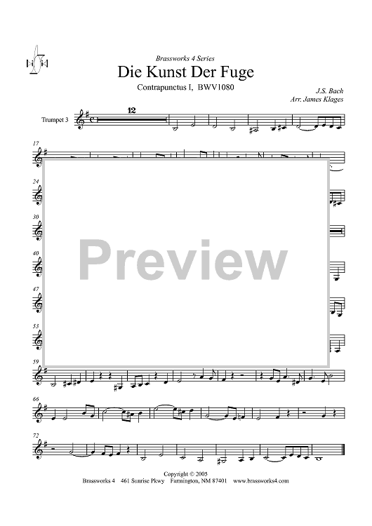Die Kunst Der Fuge - Trumpet 3
