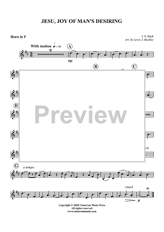 Jesu, Joy of Man's Desiring - Horn in F