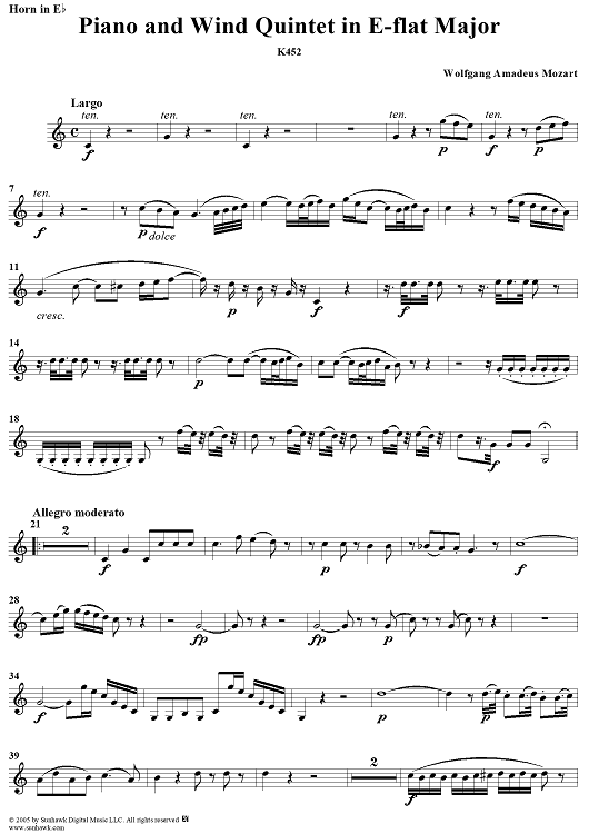 Piano Quintet in E-flat Major - Horn