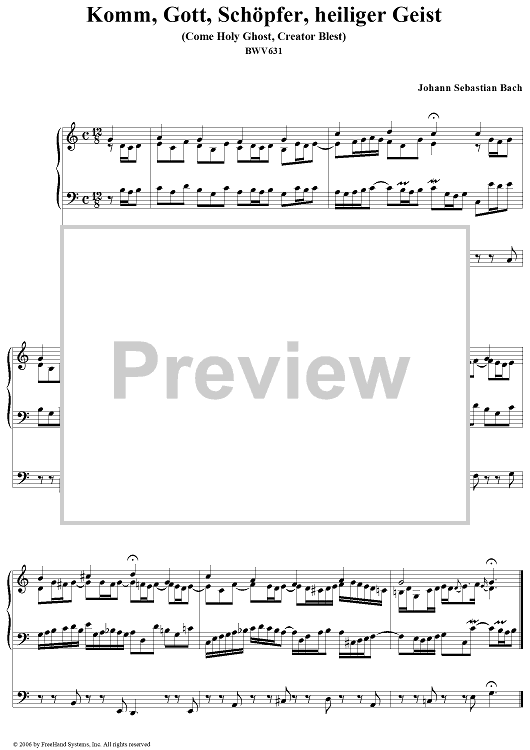 Komm, Gott, Schöpfer, heiliger Geist (Come Holy Ghost, Creator Blest), No. 33 (from "Das Orgelbüchlein"), BWV631
