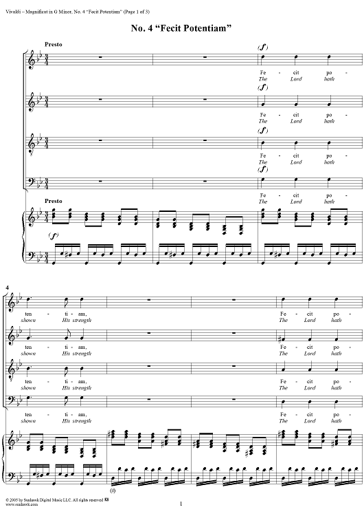 Magnificat in G Minor: No. 4, Fecit Potentiam