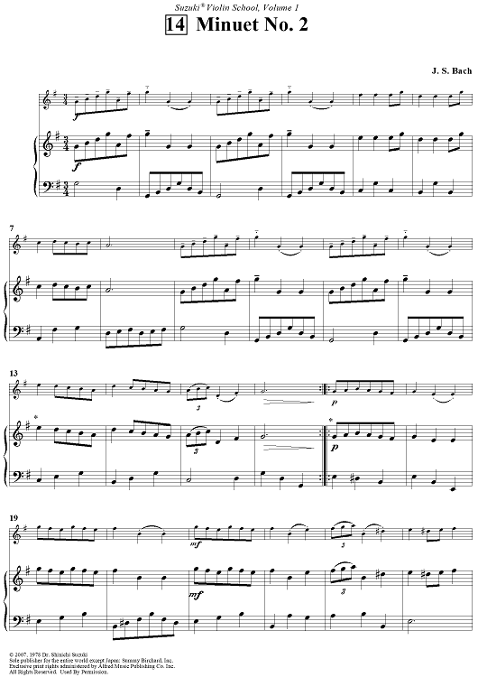 fiktiv Mærkelig medier Minuet No. 2&quot; Sheet Music for Violin/Piano - Sheet Music Now