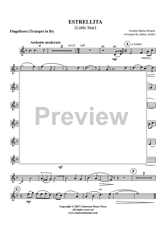 Estrellita (Little Star) - Flugelhorn/Trumpet in B-flat