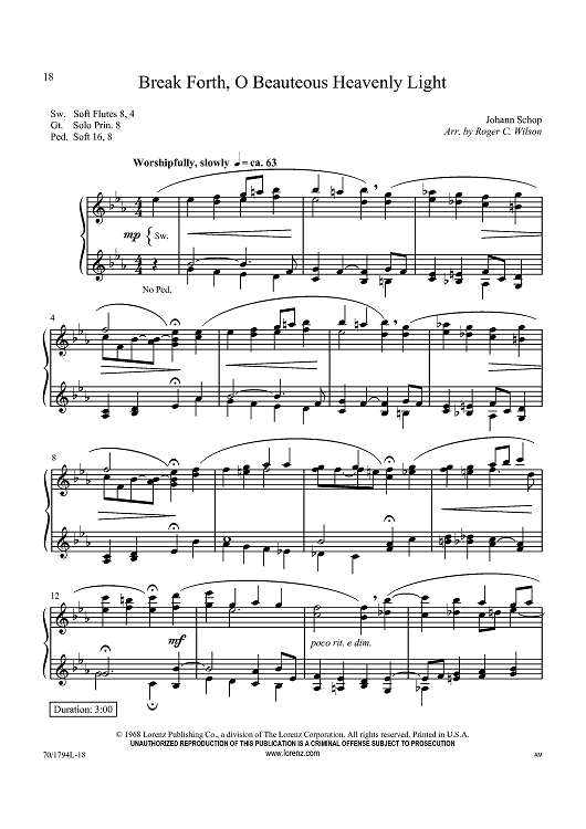 Break Forth, O Beauteous Heavenly Light