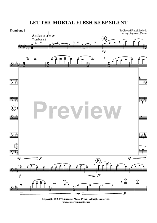 Let All Mortal Flesh Keep Silent - Trombone 1