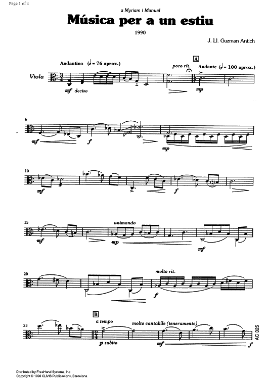 Música per a un estiu (Music for a Sommer) - Viola