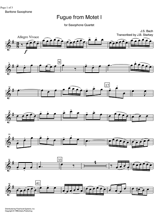 Fugue from Motet  1 - Baritone Saxophone