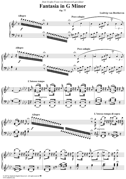 Fantasia, in G Minor, Op. 77