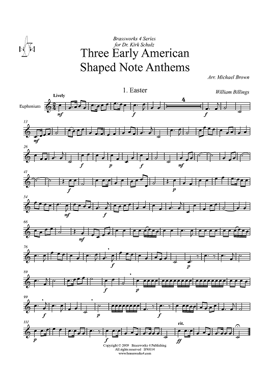 Three Early American Shaped Note Anthems - Euphonium