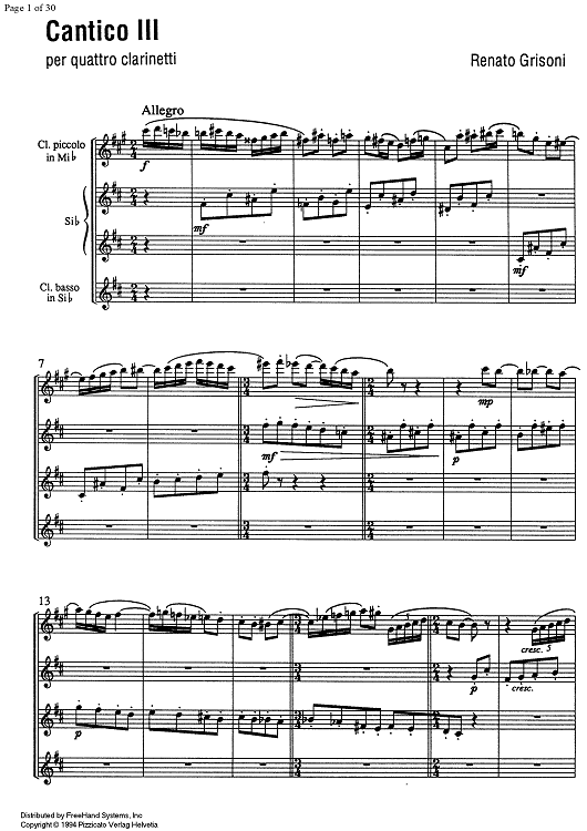 Cantico  3 - Score