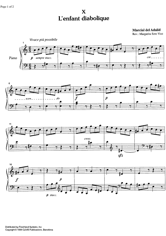 L'enfant diabolique from "Enfantillages" - Piano