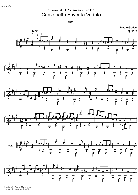 Canzonetta Favorita Variata Op.147b