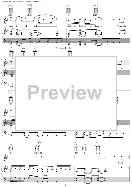 My Front Porch Looking In" Sheet Music by Lonestar for Piano/Vocal