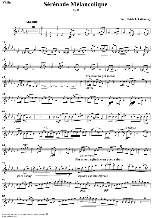 Sérénade Mélancolique in B-flat Minor (b-moll) - Violin
