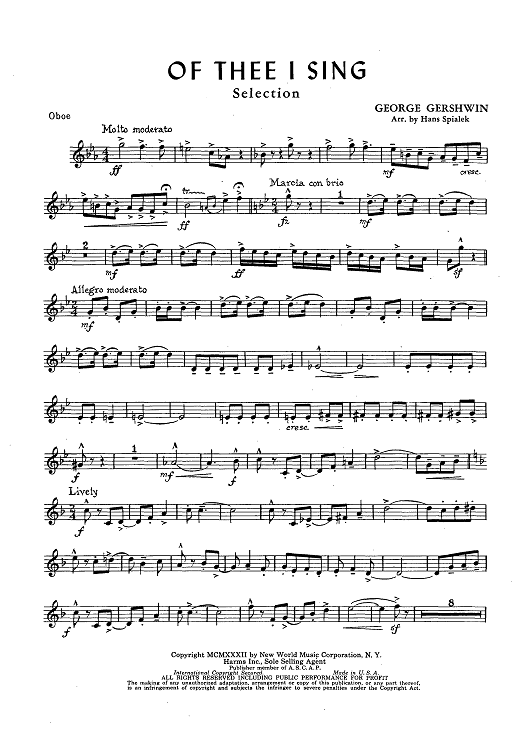 Of Thee I Sing - Oboe