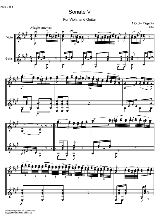 Sonata Op. 3 No. 5 - Score