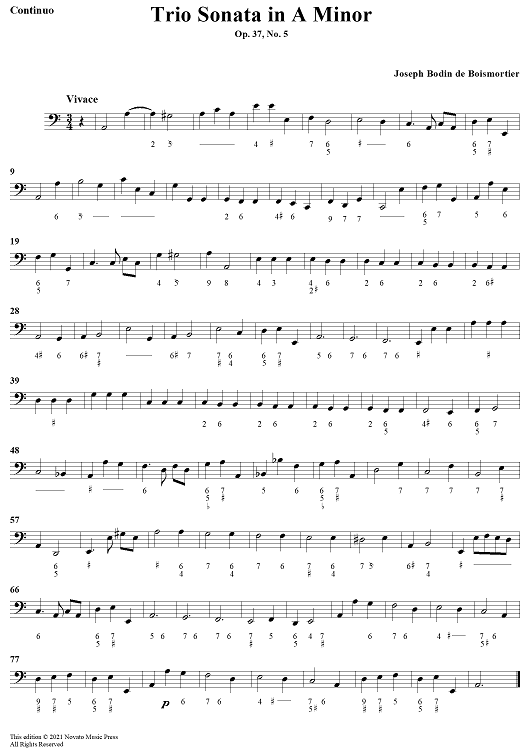 Trio Sonata in A Minor, Op. 37, No. 5 - Continuo