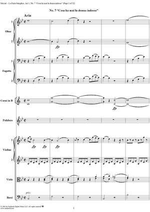 "Cosa ha mai la donna indosso", No. 7 from "La Finta Semplice", Act 1, K46a (K51) - Full Score