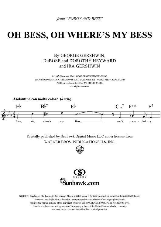 Oh Bess, Oh Where's My Bess