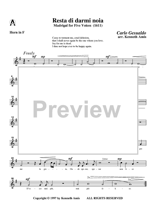 Resta di darmi noia - Horn in F