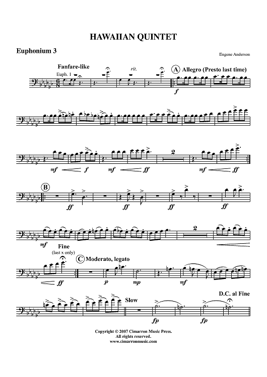 Hawaiian Quintet - Euphonium 3 BC/TC